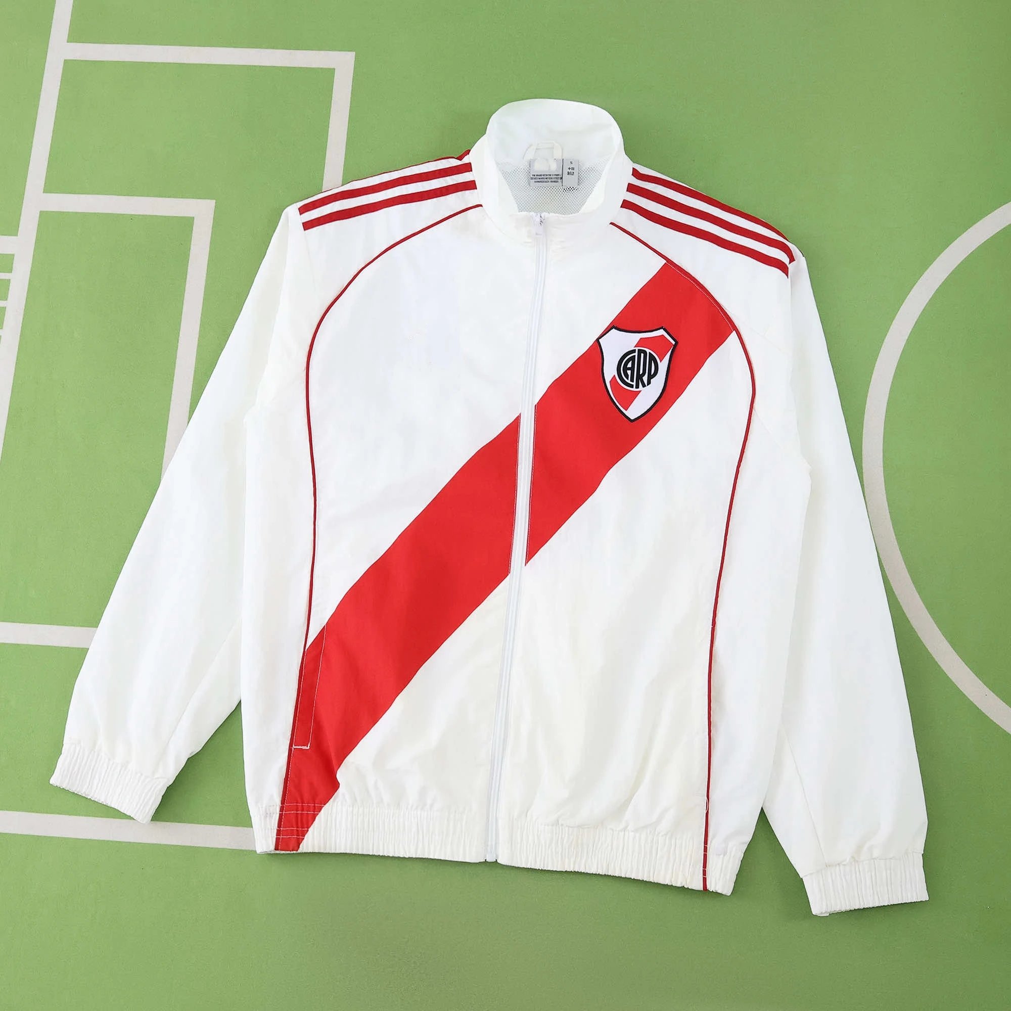 2526 River Plate White & Red Windbreaker (Please Note Customization Info in Order Notes; Messages Not Accepted)
