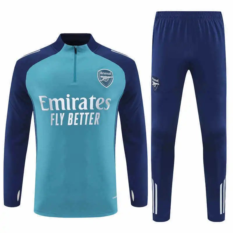 2526 Arsenal Green Navy Blue Training Half-Zip Tracksuit Set (Please leave customization info in order notes, messages won't count)