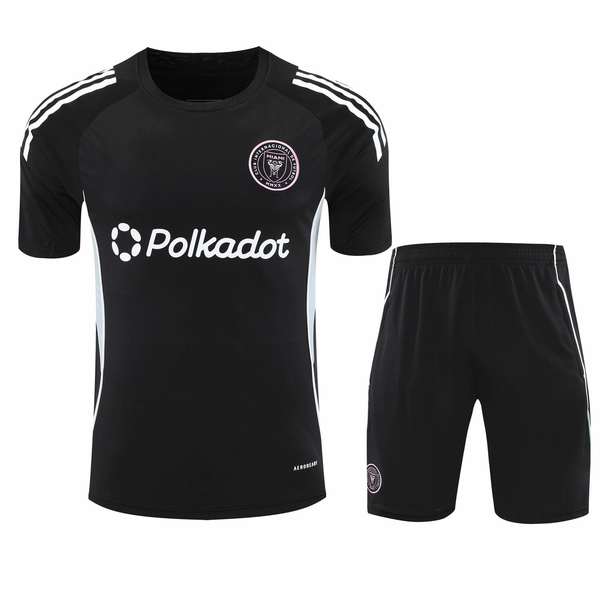 2526 Miami Black White Shoulder Training Suit Short Sleeve (For customization info, please leave a note when placing your order; messages do not count)