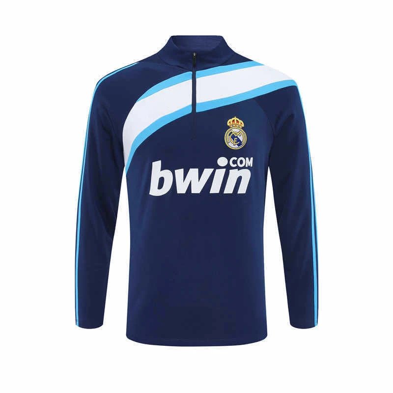 0910 Real Madrid Dark Blue Retro Half-Zip Long Sleeve (Please note customization info in order remarks; messages are not counted)