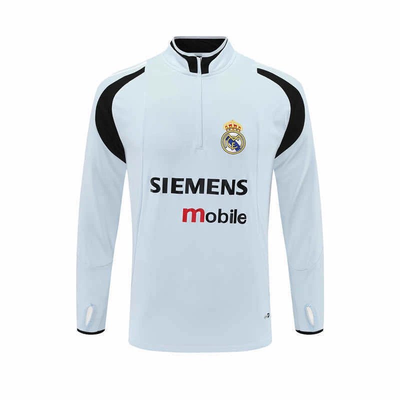 0405 Real Madrid Light Blue Vintage Half-Zip Long Sleeve (Please note customization info in the order remarks, messages do not count)