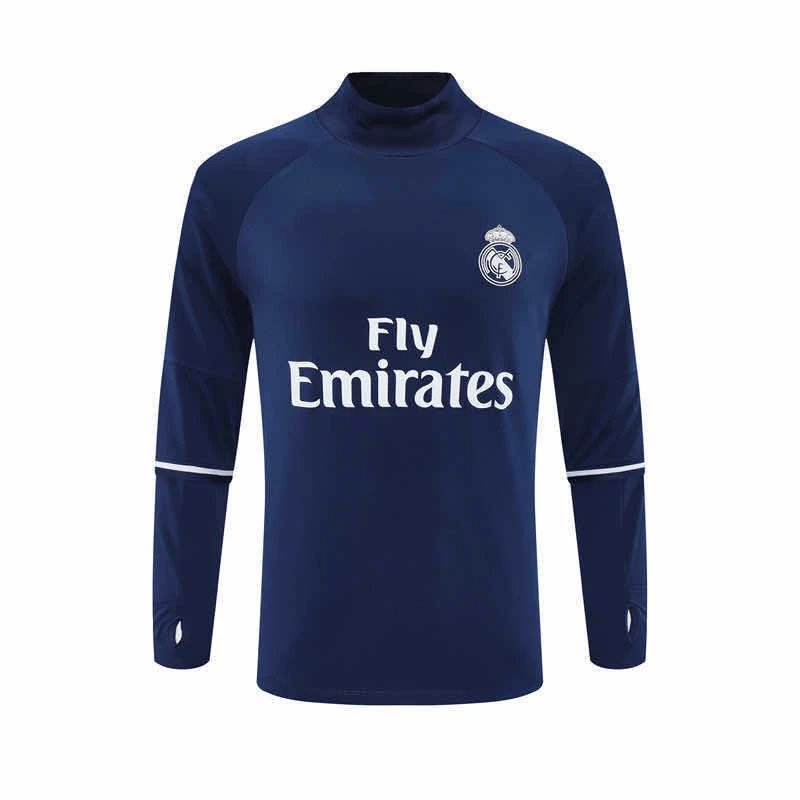 1617 Real Madrid Dark Blue Retro Half-Zip Long Sleeve (For custom info, please leave a note when placing your order; messages are not counted)