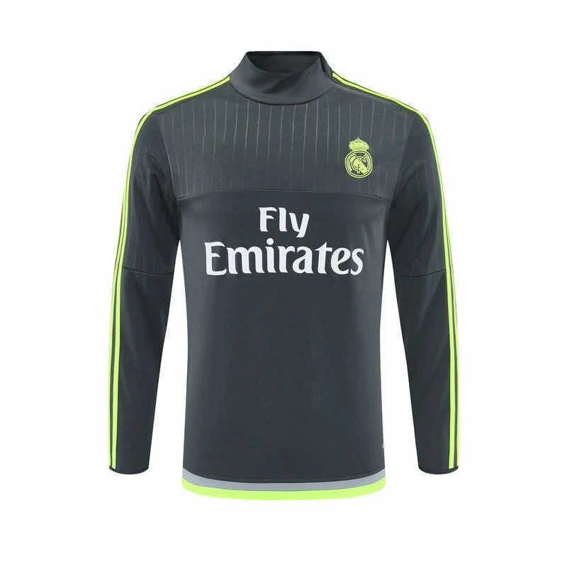 1516 Real Madrid Grey Retro Half-Zip Long Sleeve (For customization info, please leave a note when placing your order. Direct messages will not be accepted)