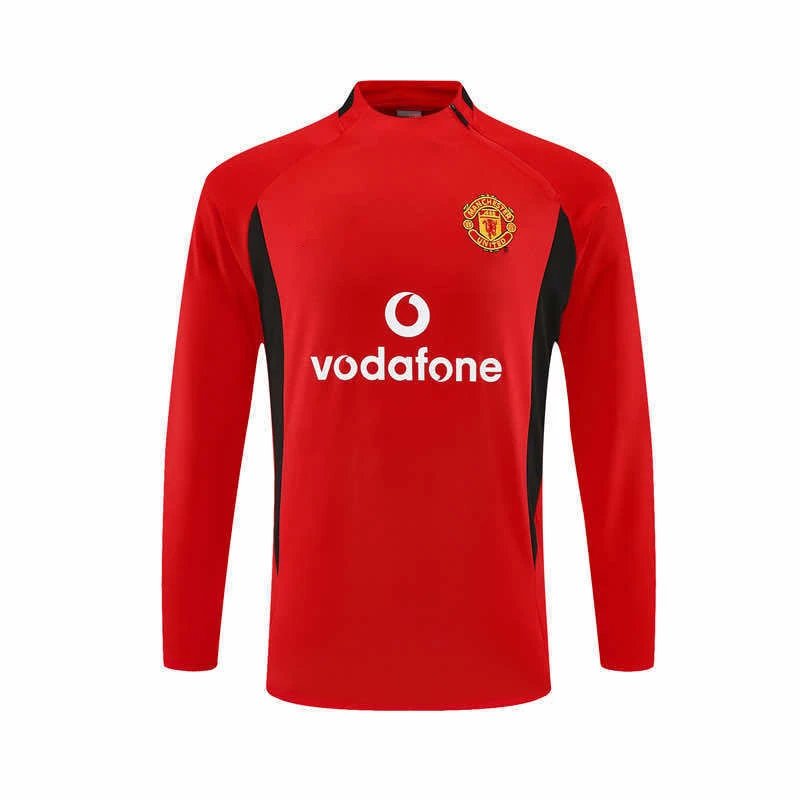 0203 Manchester United Red Retro Half-Zip Long Sleeve (Please note customization info in your order; messages won't count)