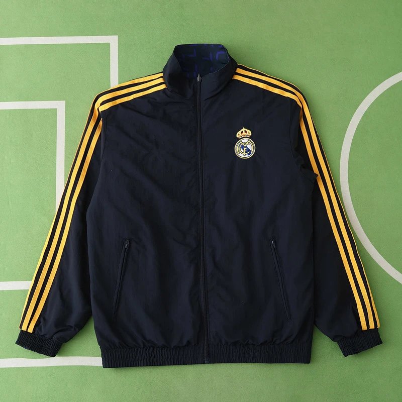2425 Real Madrid Black & Navy Blue Dual-Sided Jacket (Please leave customization details in your order notes; messages are not accepted)