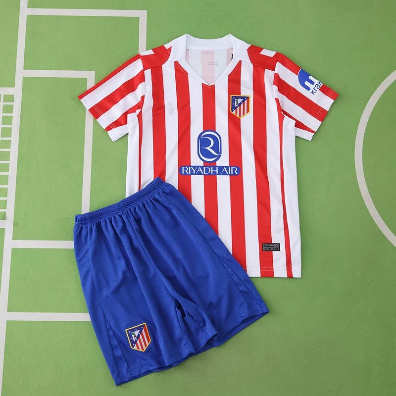 2526 Atletico Madrid Home Kids Kit (Please note customization info when placing order, messages are not counted)