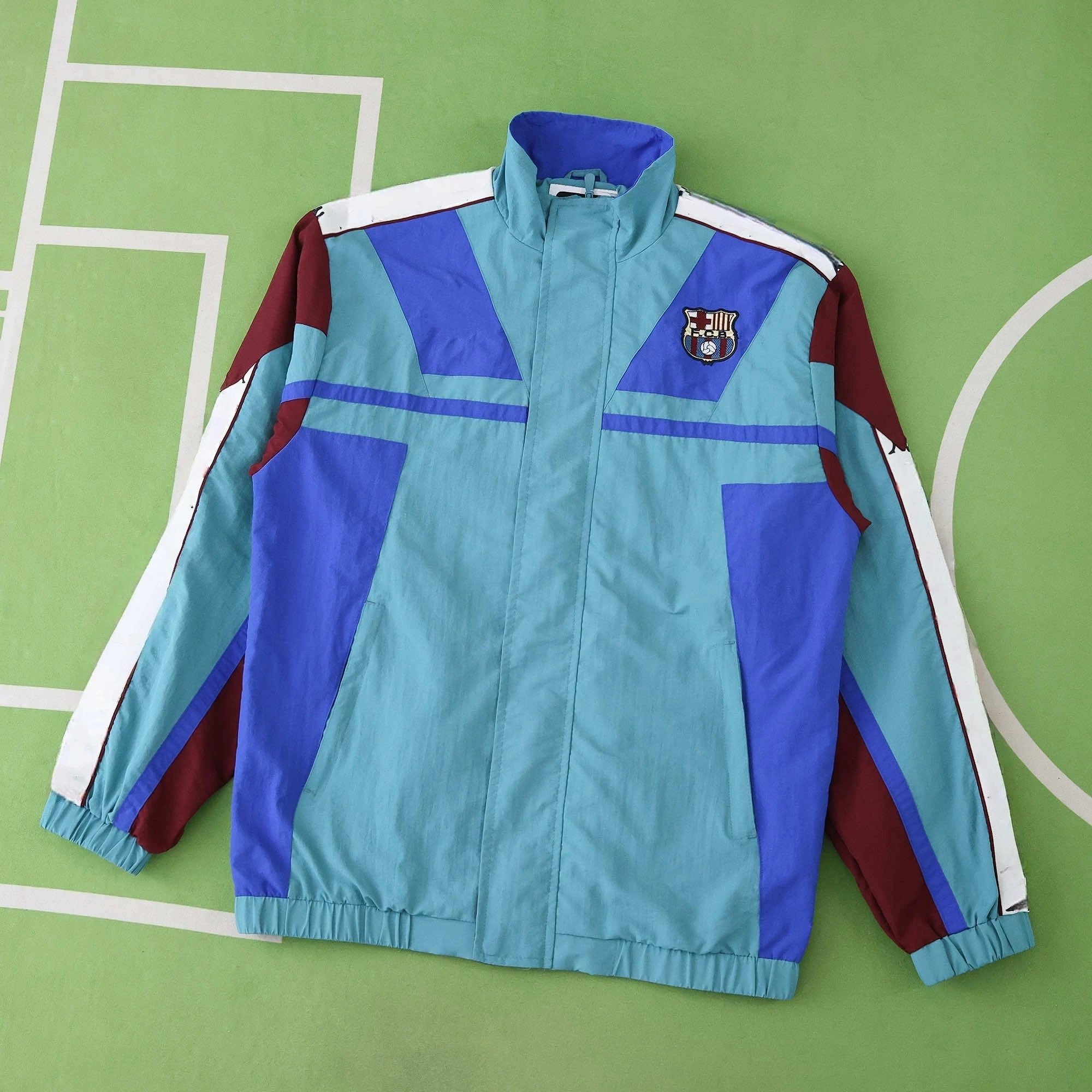 2526 Barcelona Sky Blue Retro Windbreaker (Please note customization info in order remarks, messages will not count)
