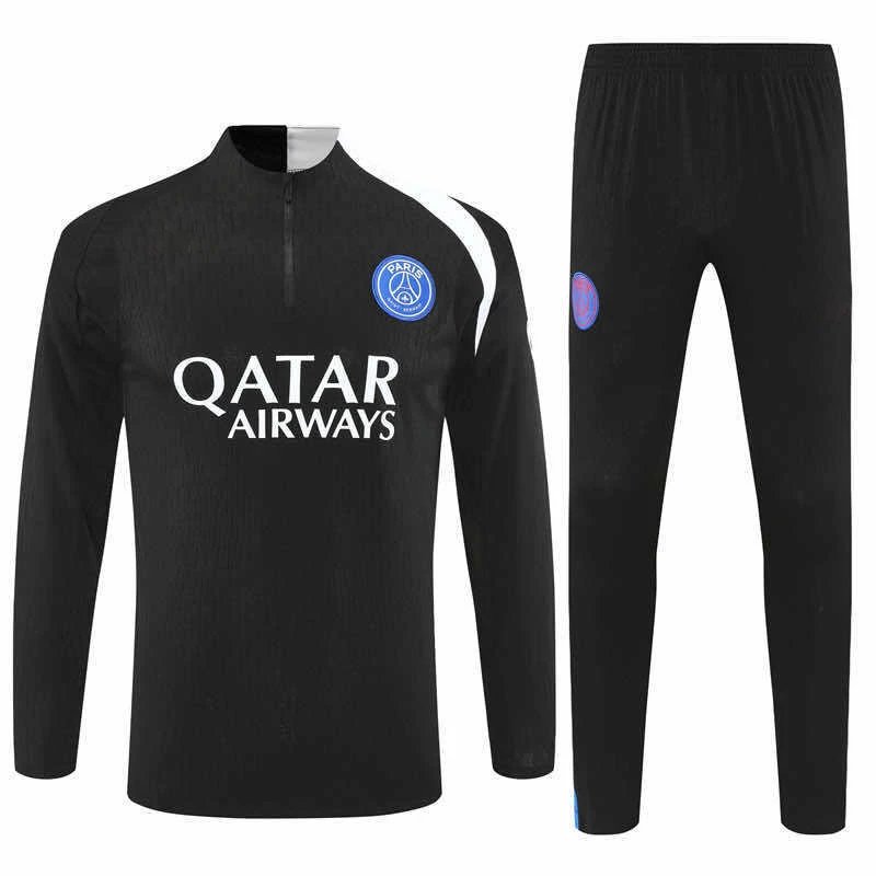 2526 Paris Black White Shoulder Training Suit Half-Zip Set (Please Note Customization Info in Order Remarks, Chat Messages Not Accepted)