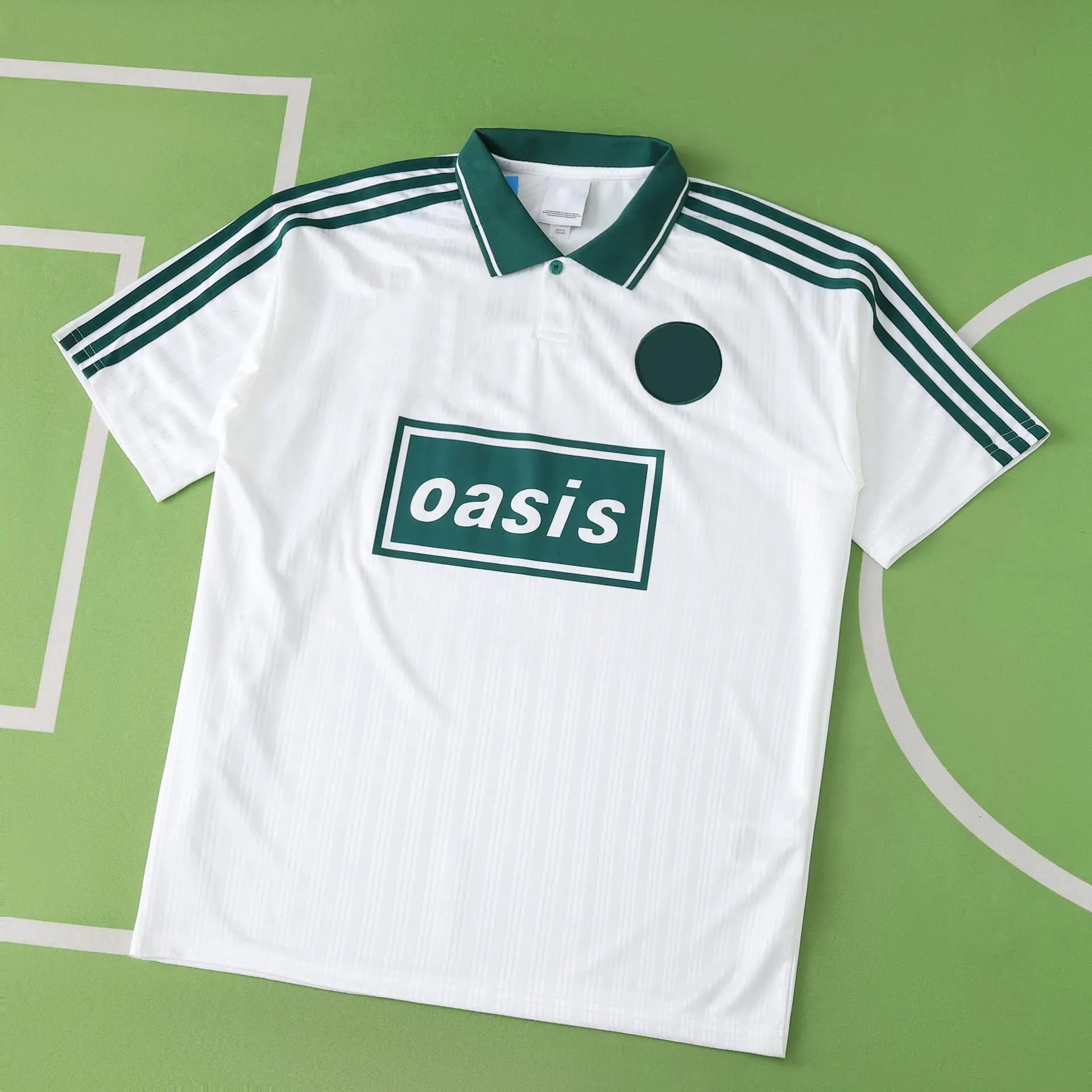 2526 Oasis Band White and Green Collar T-shirt (Please note customization information when placing the order, sending messages does not count)