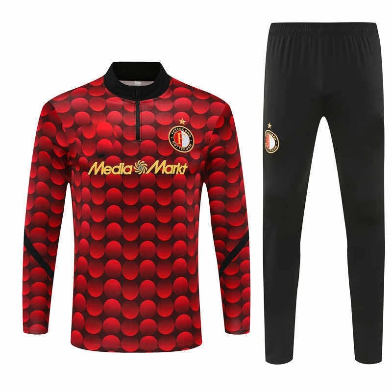 2526 Feyenoord Red and Black Half-Zip Training Kit (Please note customization info in order remarks, messages are not counted)