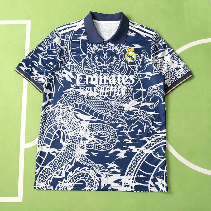 23-24 Real Madrid Teal Chinese Dragon Thai Version (Please note customization info when placing order, messages not checked)