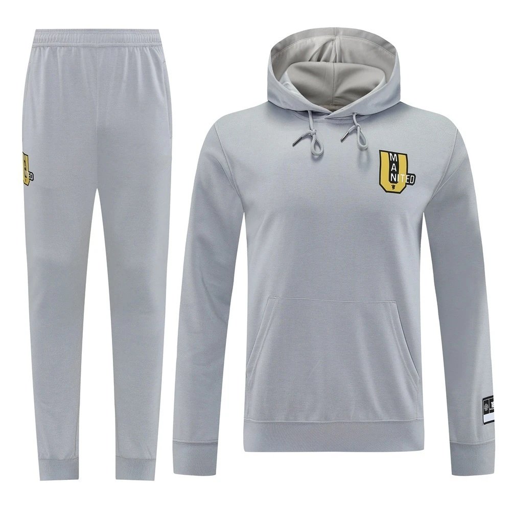 2526 Manchester United Grey Collaborative Hooded Training Jacket Set (Please note customization info when placing order; messages will not count)