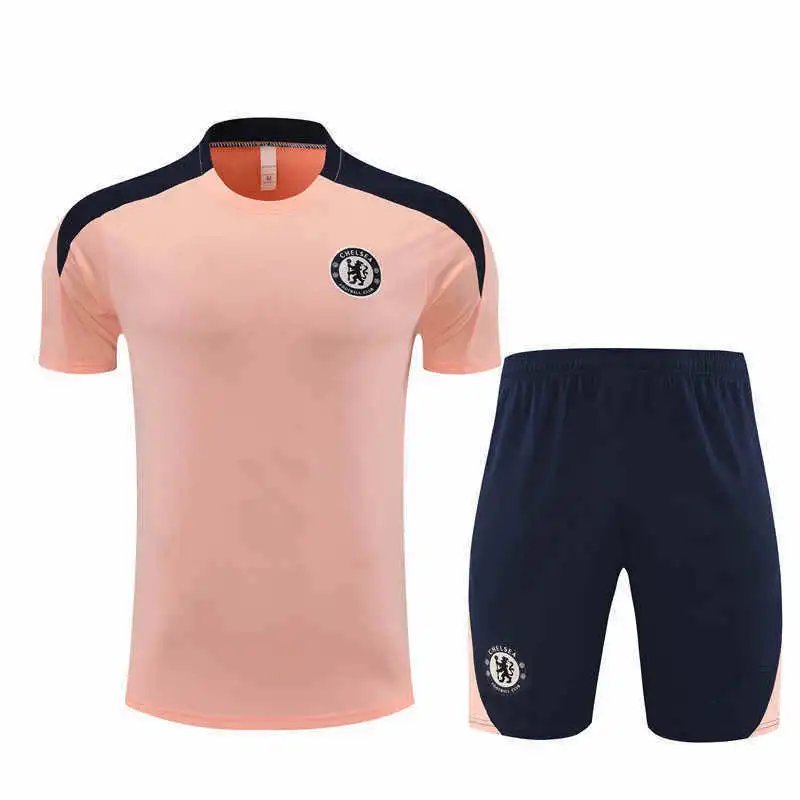 2526 Chelsea Pink Black Shoulder Training Kit Short Sleeve (Please note customization info when placing order, messages will not count)