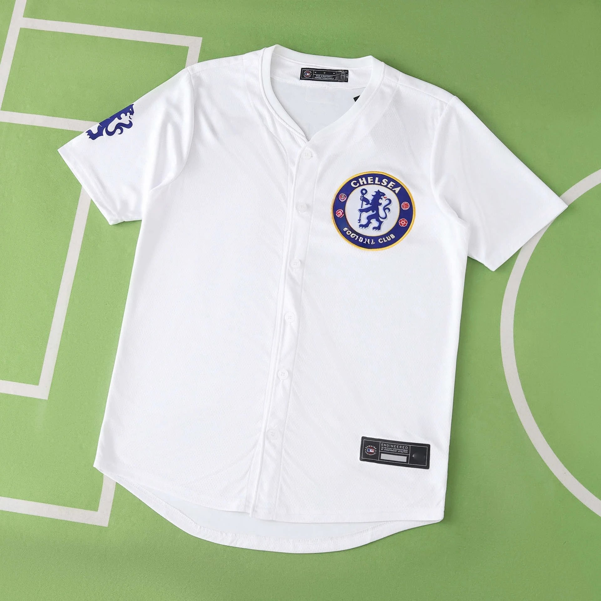 2526 Chelsea White Baseball Jersey T-Shirt (Please note customization info at checkout; messages will not count)