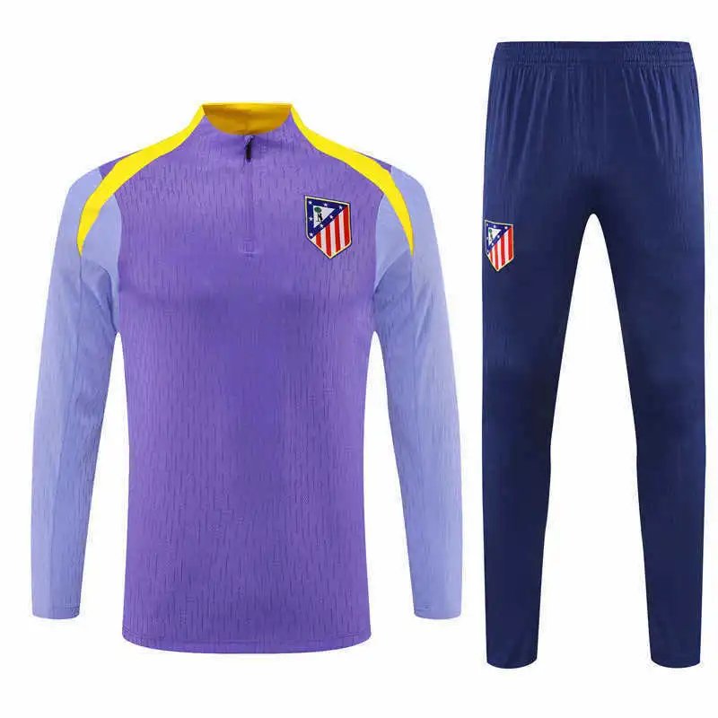 2526 Atletico Madrid Purple Yellow Collar Training Suit Set (Please note customization info in order remarks, messages do not count)