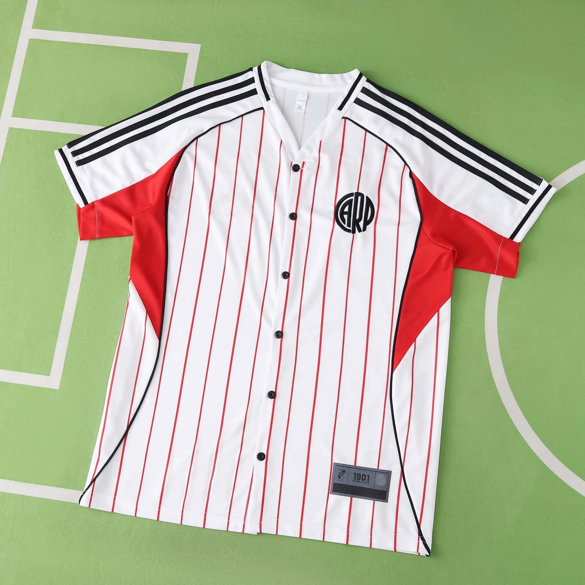2526 River Plate White Baseball Jersey T-Shirt (Please note customization info when placing order, messages do not count)