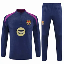 thumbnail for 2526 Barcelona Dark Blue Purple Collar Training Uniform Semi-Pull Set (Please note when placing an order for customized information, sending a message does not count)