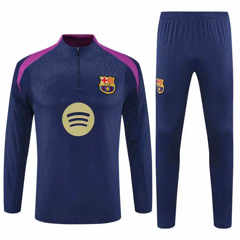 2526 Barcelona Dark Blue Purple Collar Training Suit Half-Zip Set (Please note customization info in order remarks, messages are not counted)