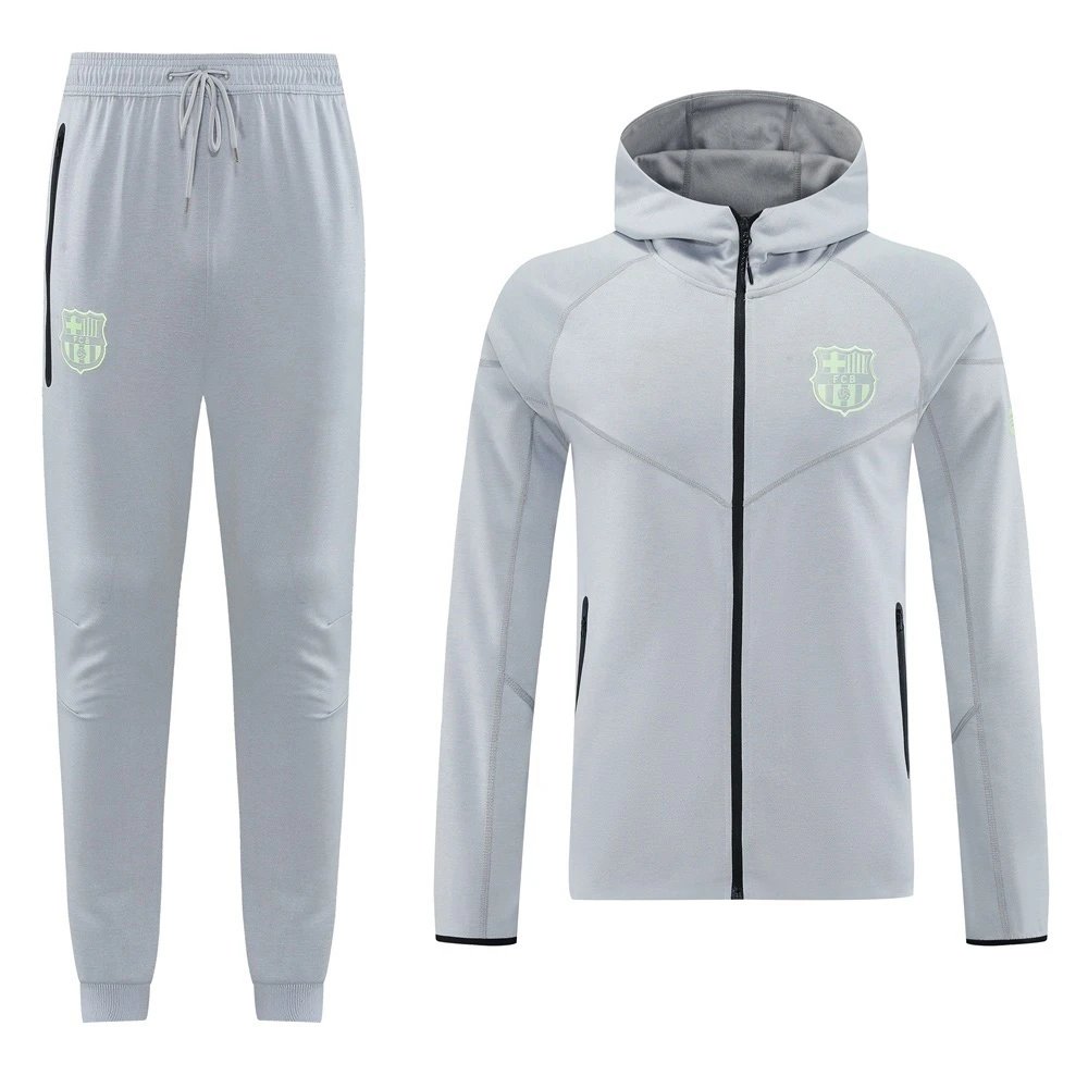25/26 Barcelona Grey Hooded Training Tracksuit Set