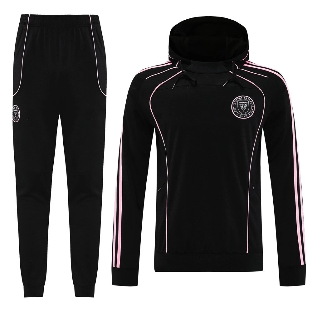 2526 Miami Black Hooded Training Tracksuit Set