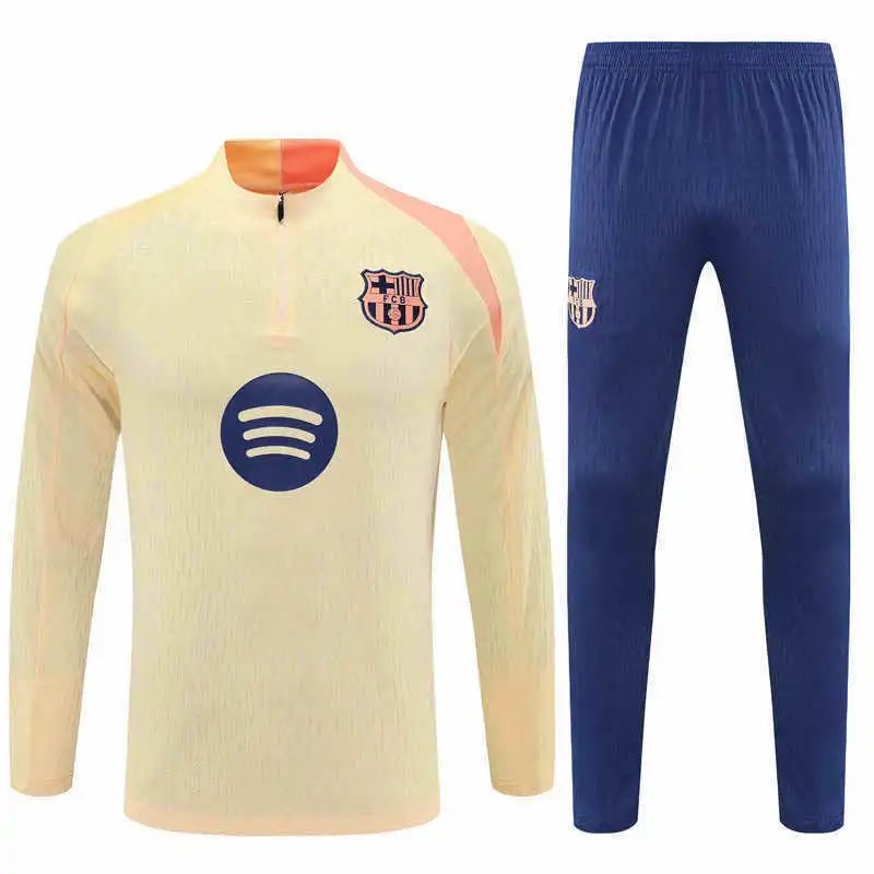 2526 Barcelona Beige Pink Shoulder Training Suit Half-Zip Set (Please note customization info when placing order, messages are not accepted)