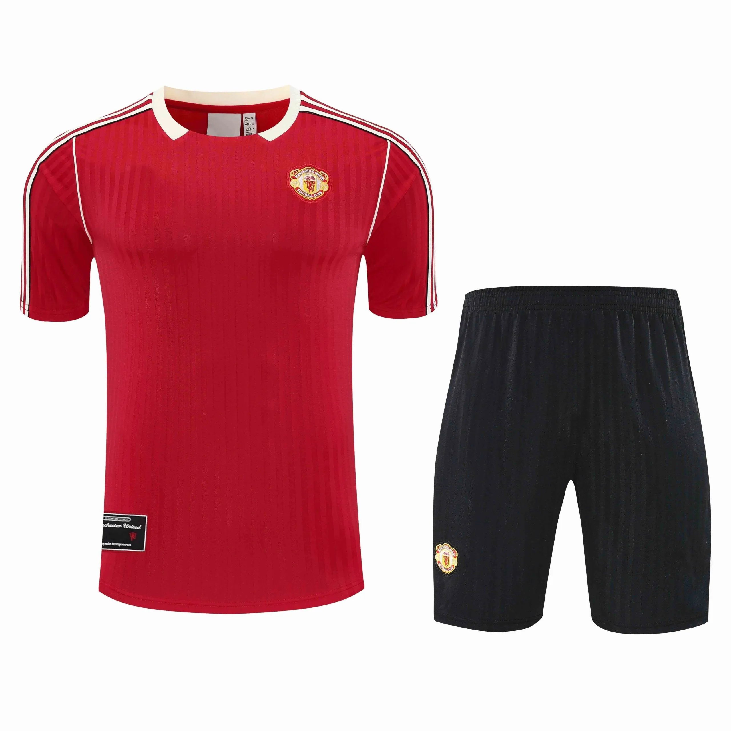 2526 Manchester United Red White Shoulder Retro Training Kit Short Sleeve (For customization info, please leave a note when placing your order. Sending a message does not count)