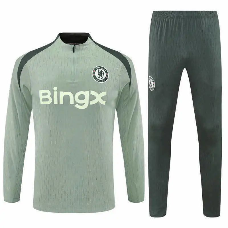 2526 Chelsea Light Green Training Jersey Half-Zip Set (Customization details must be noted at checkout; messages will not be accepted)