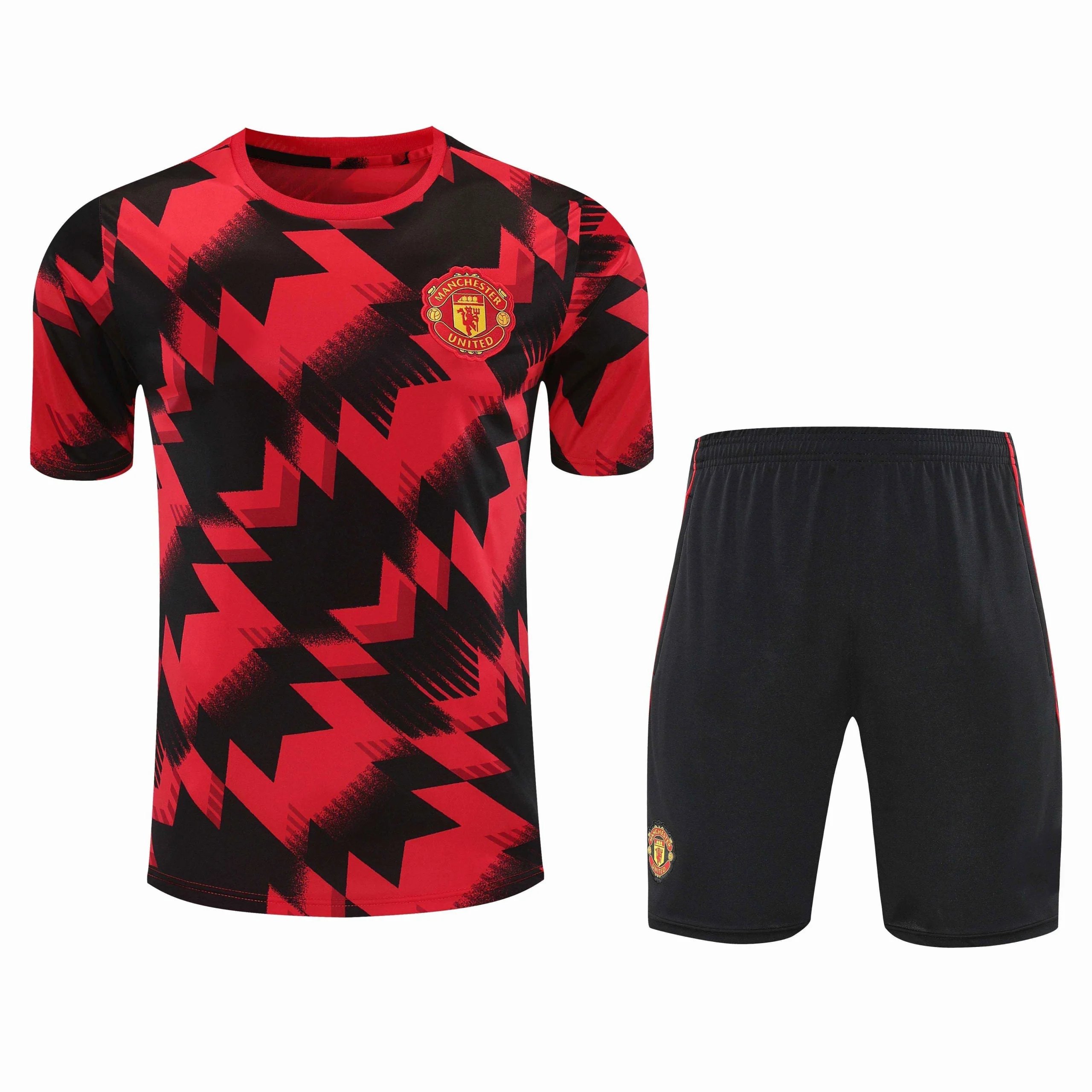 2526 Manchester United Red and Blue Spliced Training Kit Short Sleeve (Please note customization info when placing order, messages are not counted)