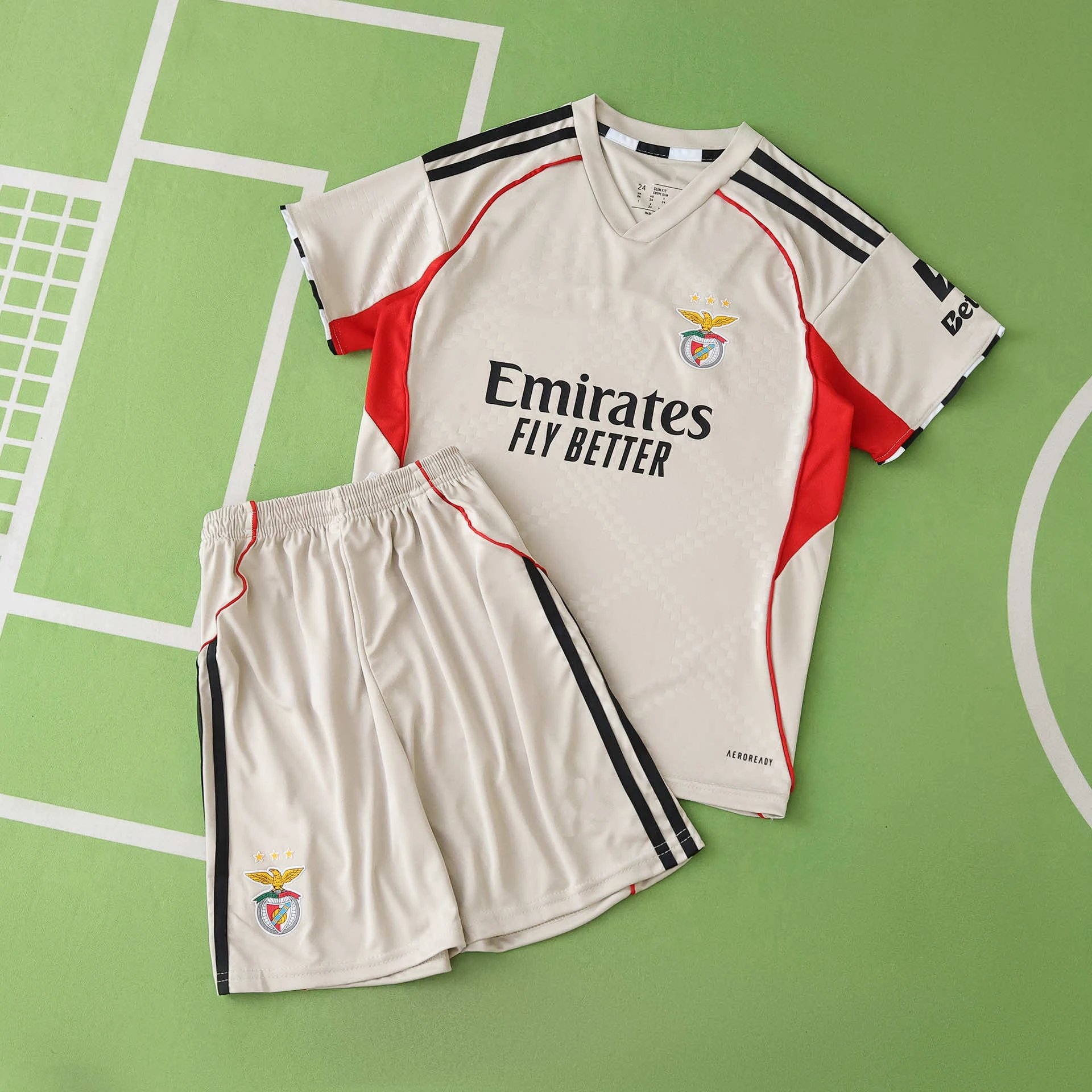 2526 Benfica Away Beige Kids Kit (Please note customization info in your order; messages will not be accepted)