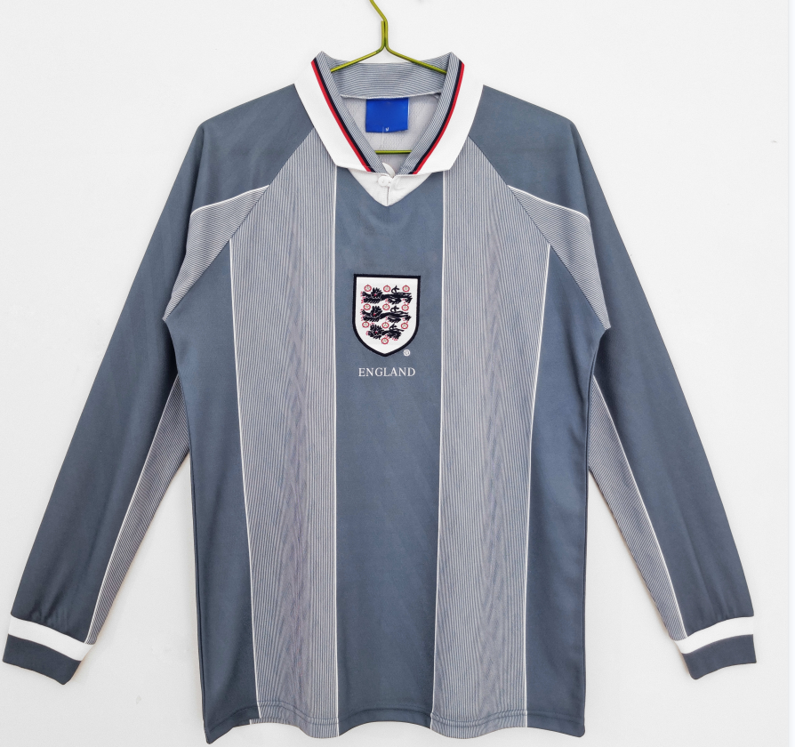 1996 England Away Long Sleeve Player Version (For custom info, please leave a note when placing order; messages will not be checked)
