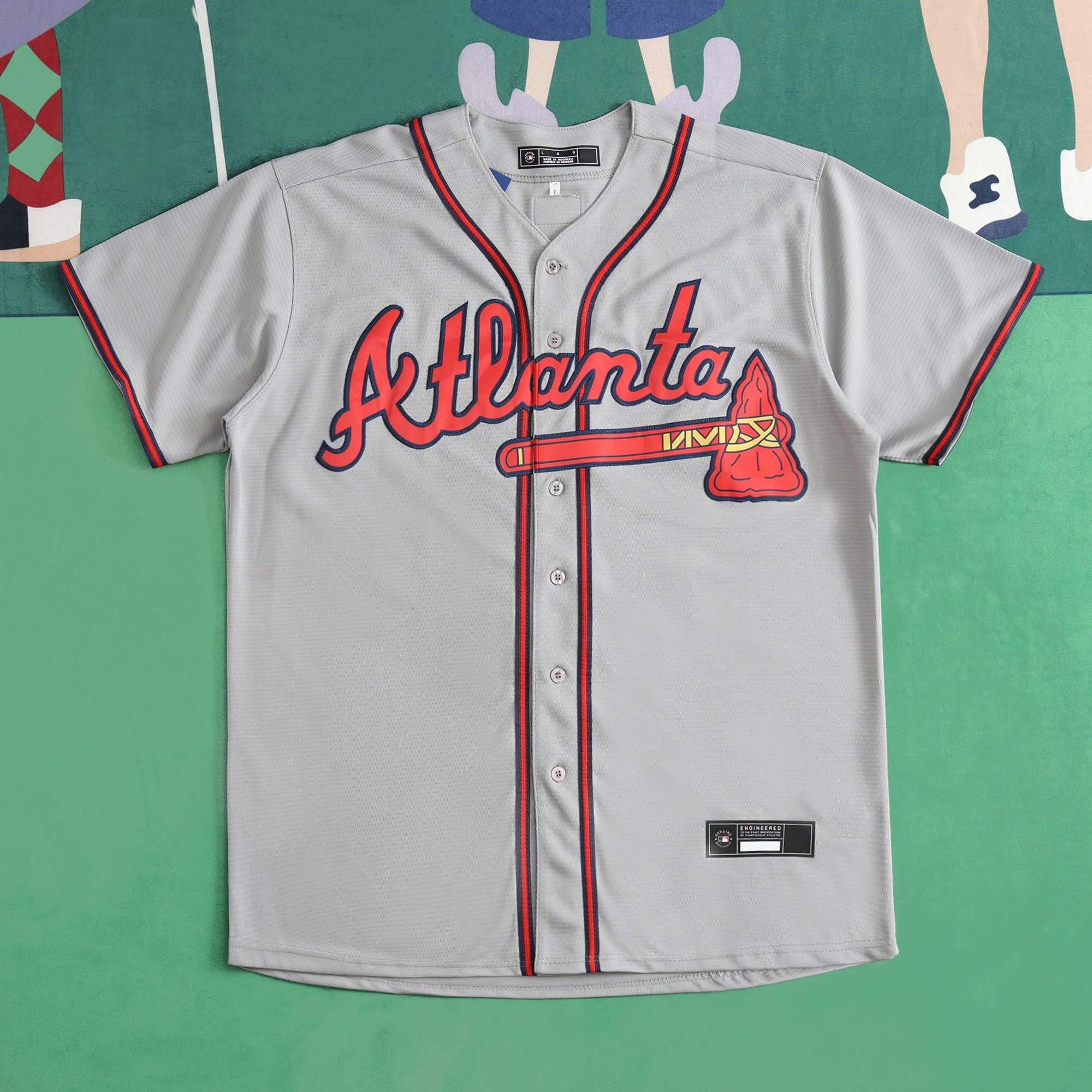 MLB Atlanta Braves Gray 13NO (Please note customization info when placing order, messages not counted)