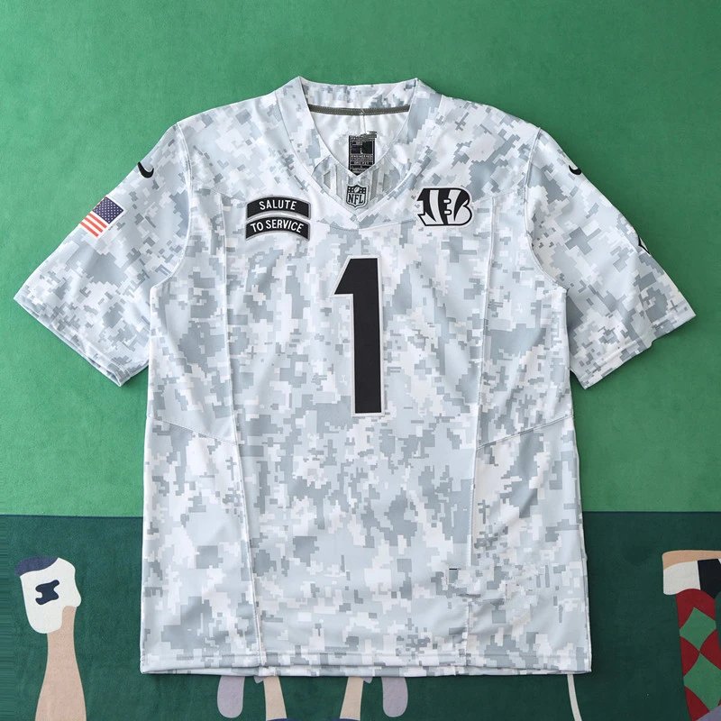 2024 Cincinnati Bengals Salute to Service Jersey 1# CHASE (Please Note Customization Info in Order Remarks, Messages Not Accepted)