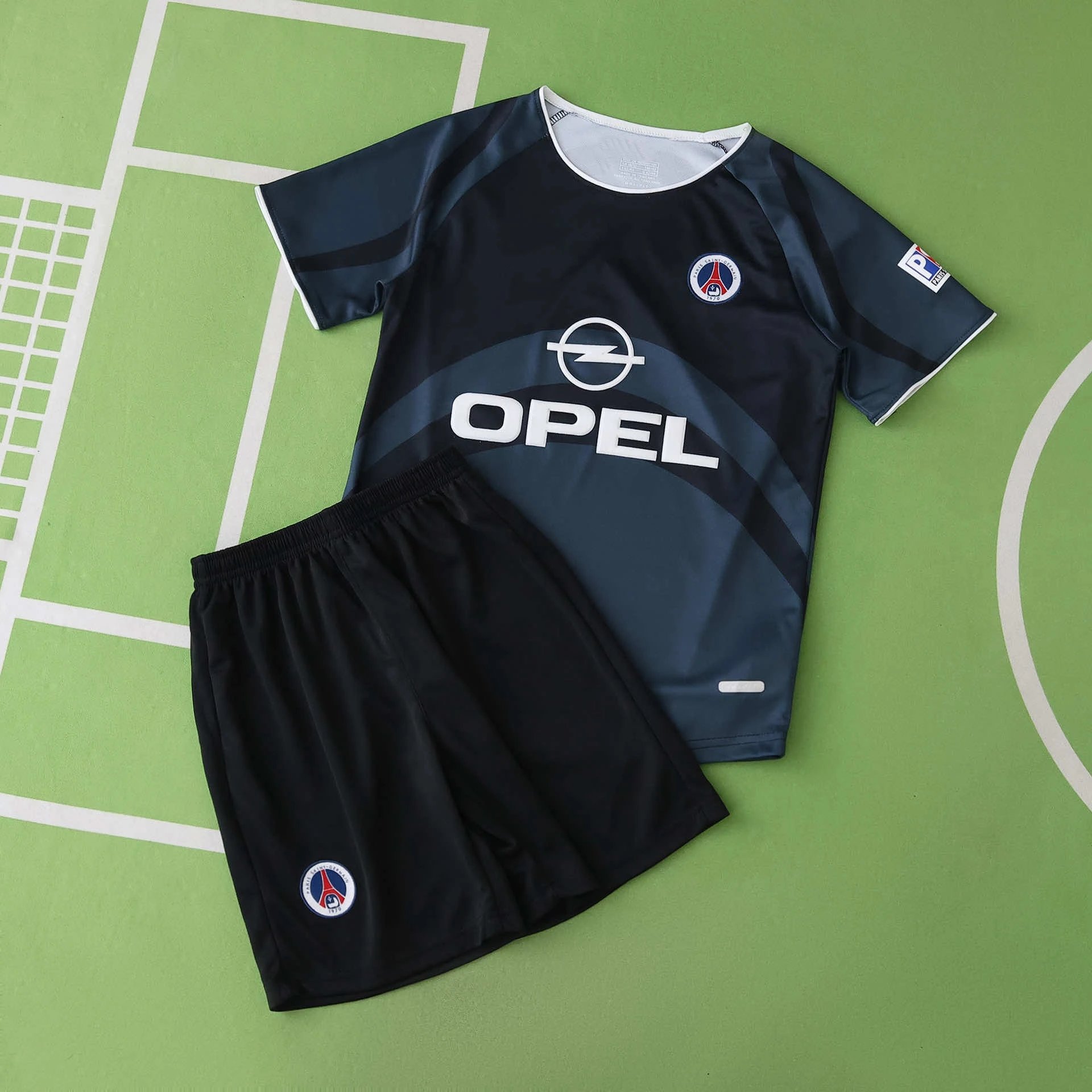 2001 Paris Second Away Black Grey Kids Clothing (For customization info, please leave a note when placing your order; sending a message does not count)