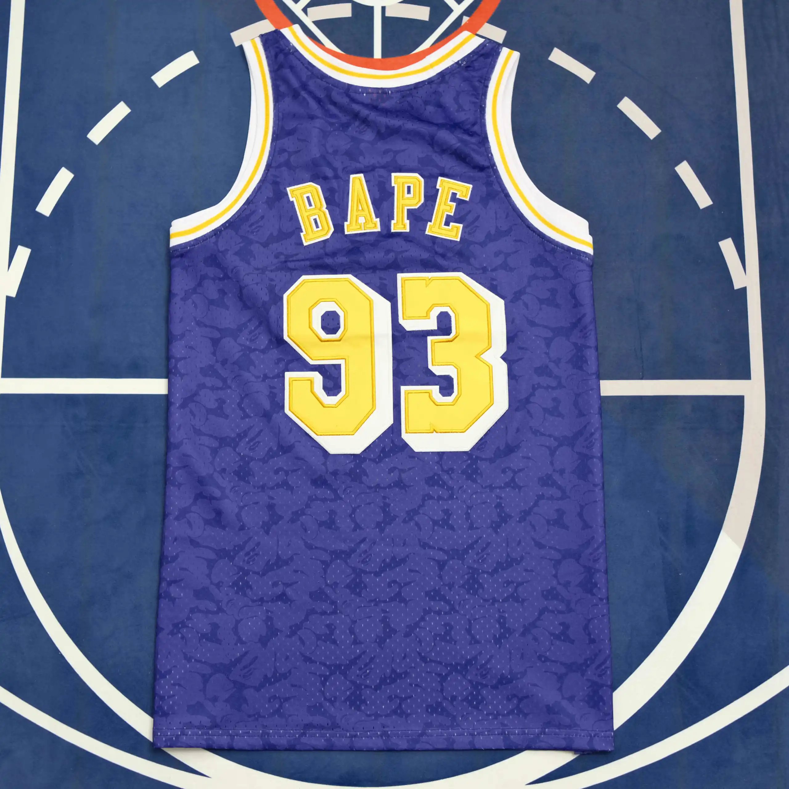 NBA Bape x Mitchell Los Angeles Lakers 93# (For customization, please leave a note when placing your order, do not send private messages)