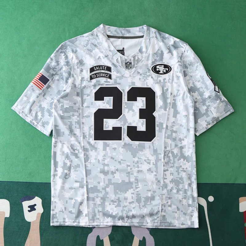 2024 San Francisco 49ers Salute to Service Version 23# MCCAFFREY (For custom info, please leave a note at checkout; messages are not accepted)