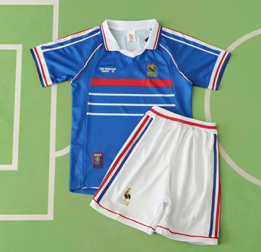 1998 France Home Kids Jersey (Please leave custom order details in the order notes; messages do not count)