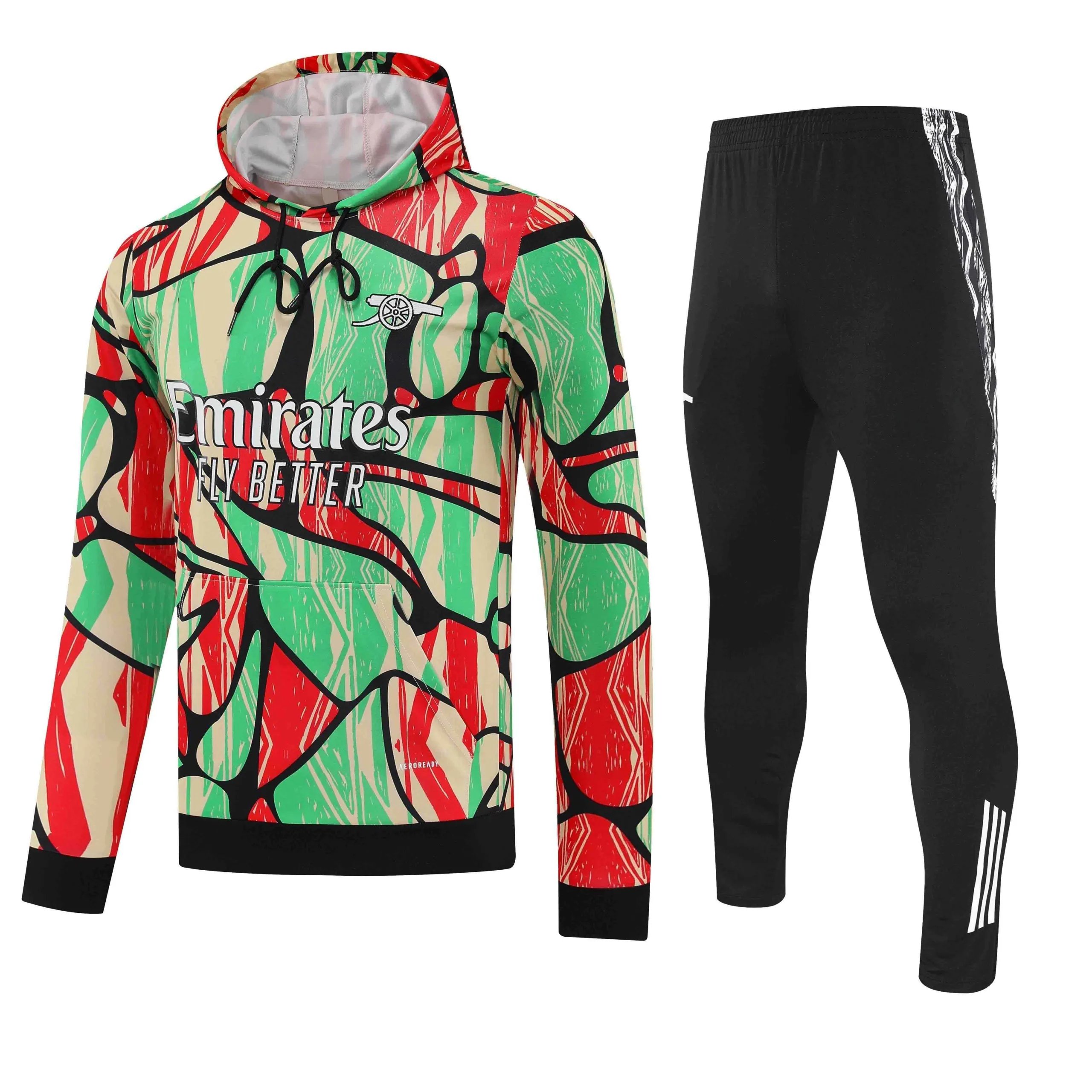 Arsenal 25/26 Red & Green Paneled Hooded Training Track Suit Set (Please leave customization details in order notes at checkout; messages are not accepted)