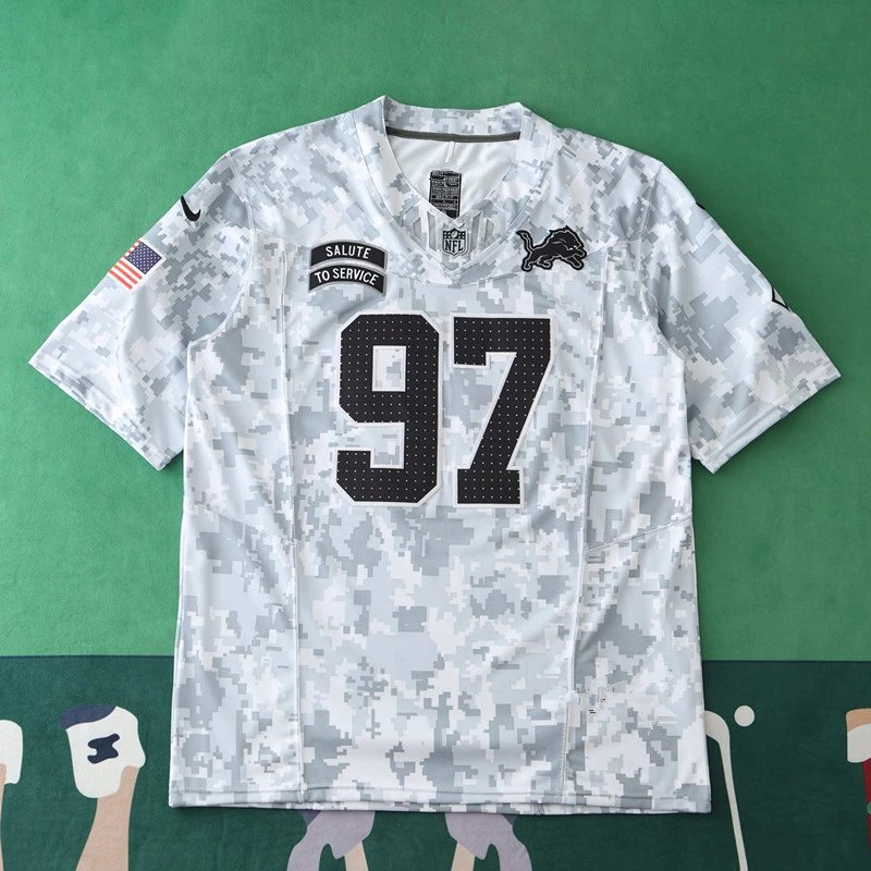 2024 NFL Detroit Lions Salute to Service 97# HUTCHINSON (Please note customization info in order remarks, messages won't count)