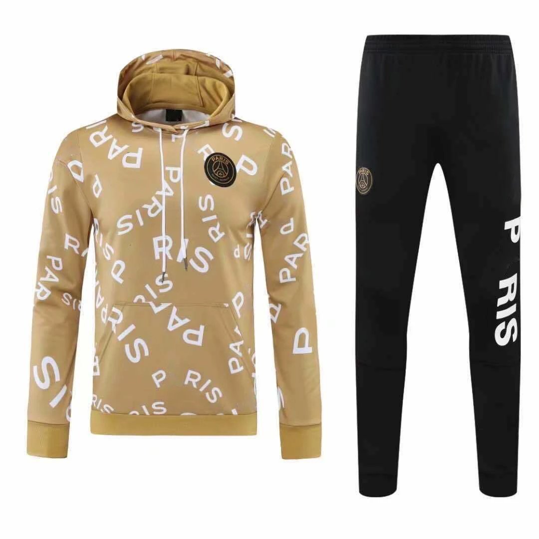 2526 Paris Yellow & White Letter Training Hoodie Set (Custom info must be noted at checkout; messages do not count)