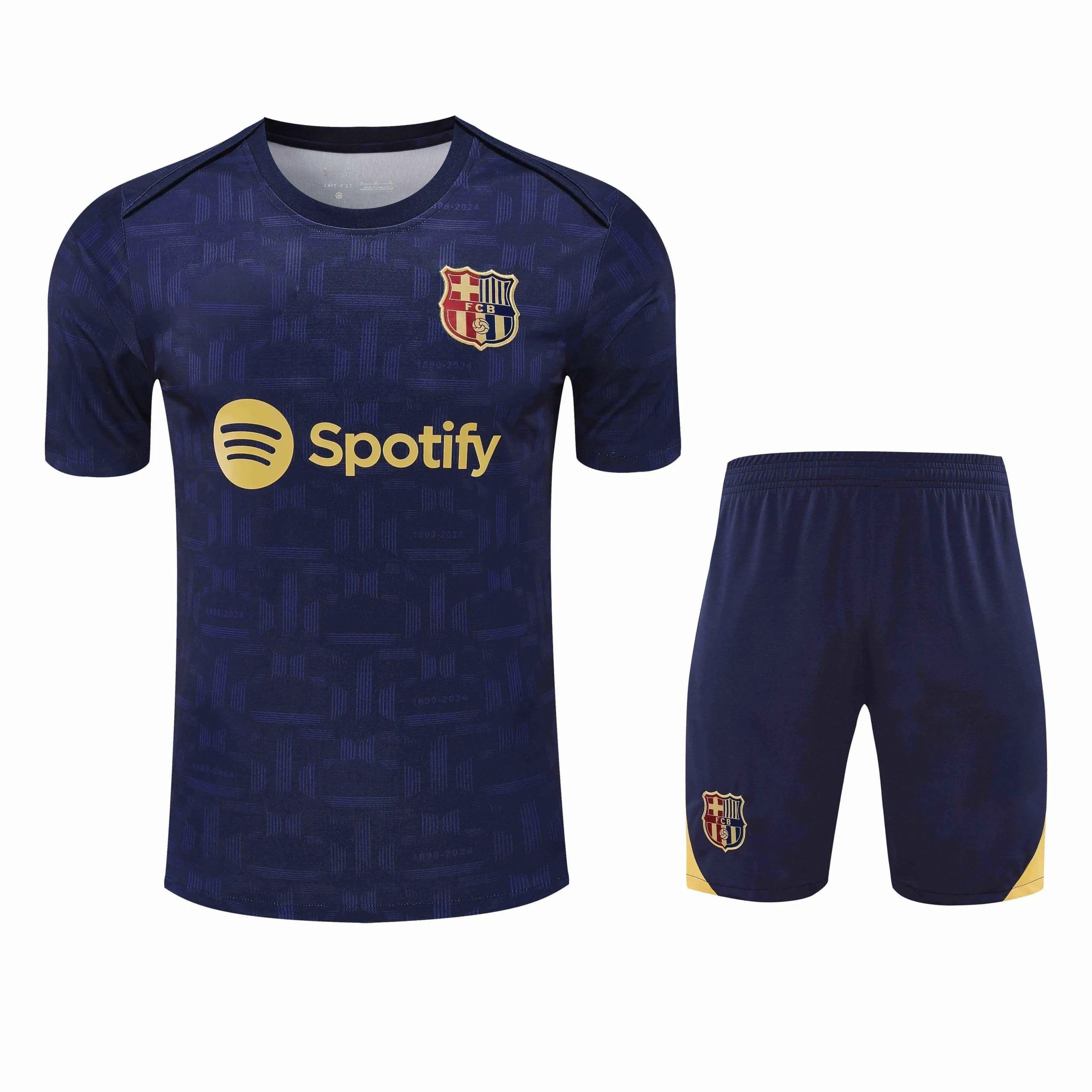 2526 Barcelona Dark Blue and Yellow Short Sleeve Training Suit Set (Please leave customization notes when placing the order; messages are not accepted.)