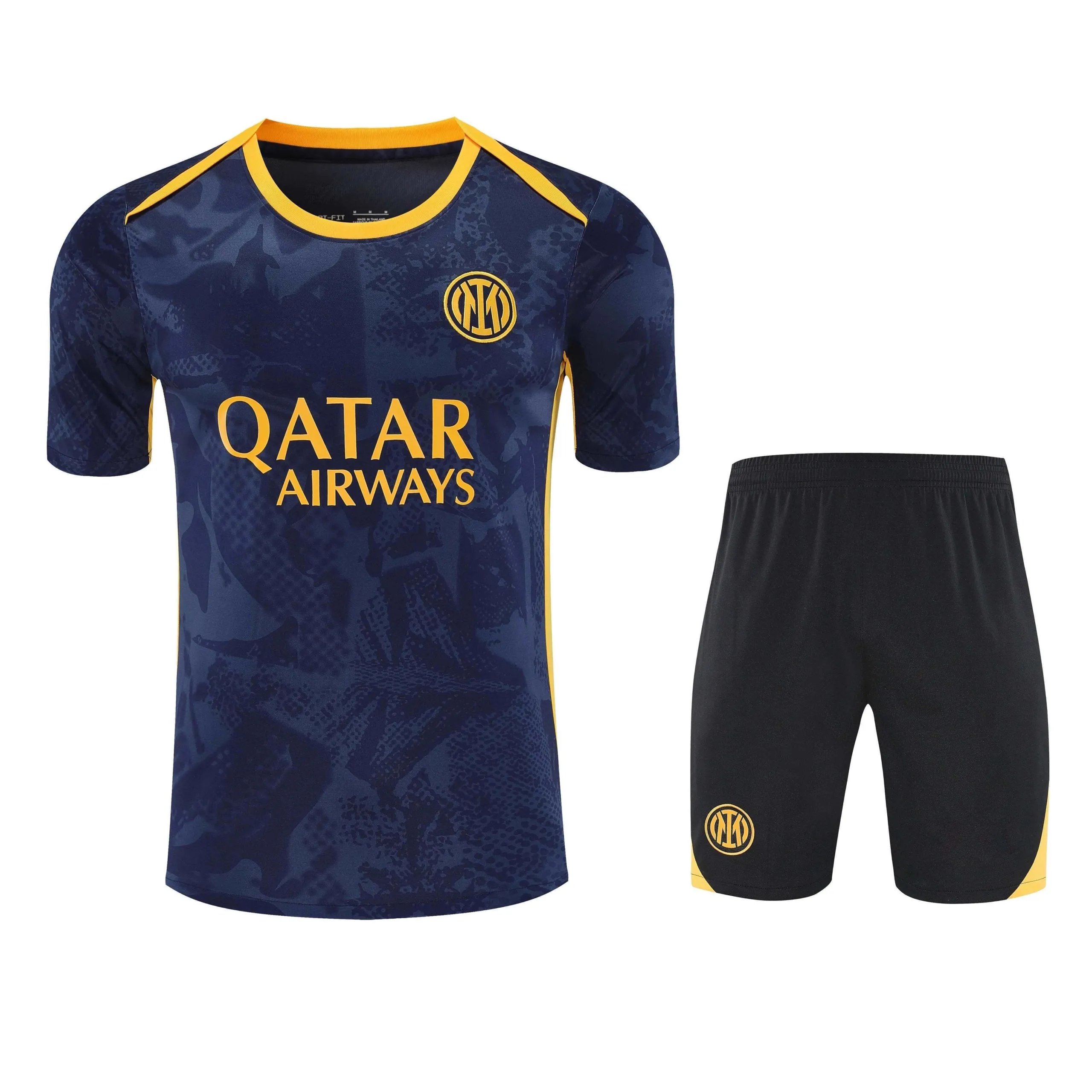 2526 Inter Milan Dark Blue Yellow Collar Training Suit Short Sleeve (Please leave customization info in order notes, messages not accepted)