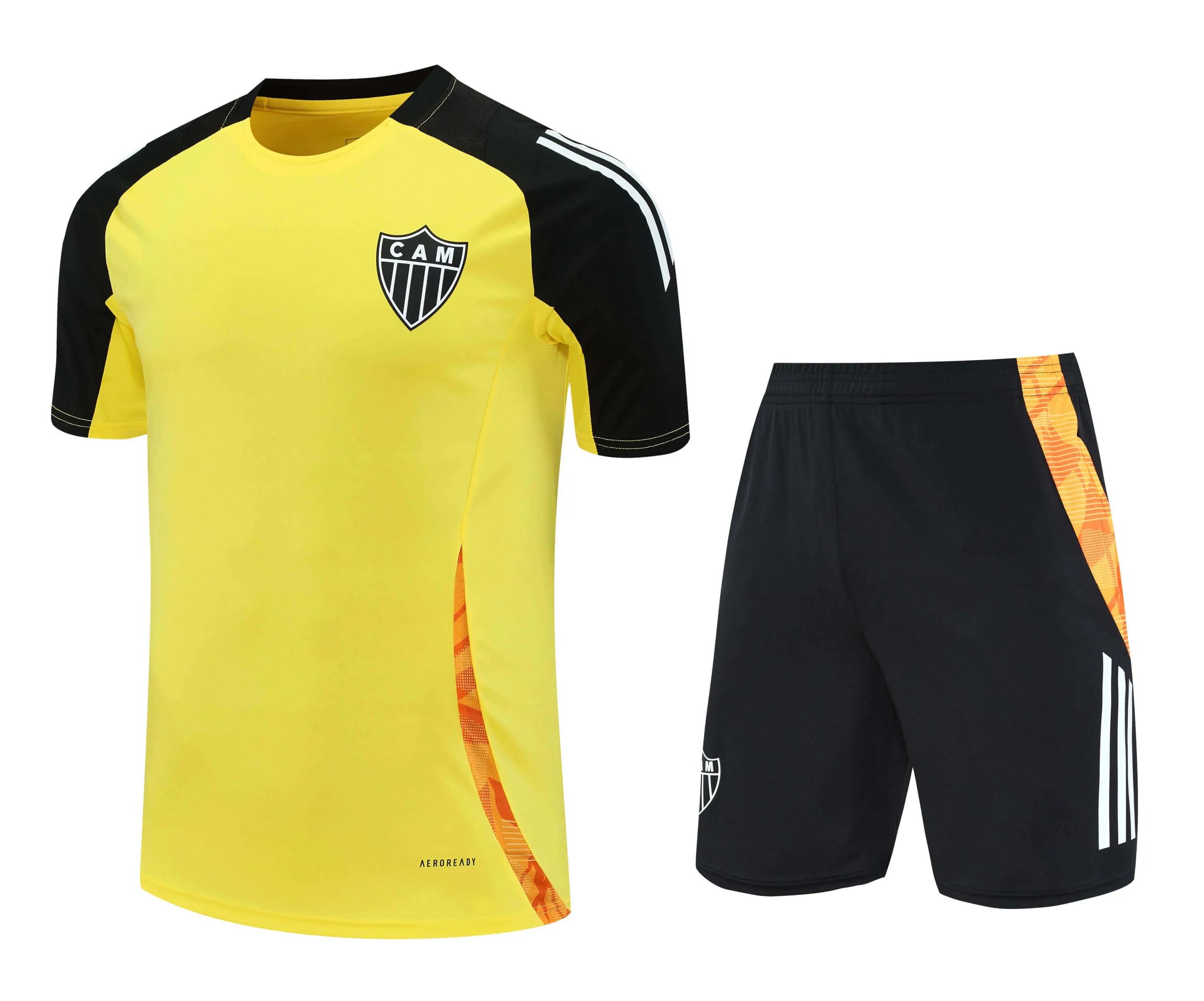 2526 Mineiro Yellow and Black Arm Training Suit Short Sleeve (For custom information, please leave a note when placing an order; sending a message does not count)
