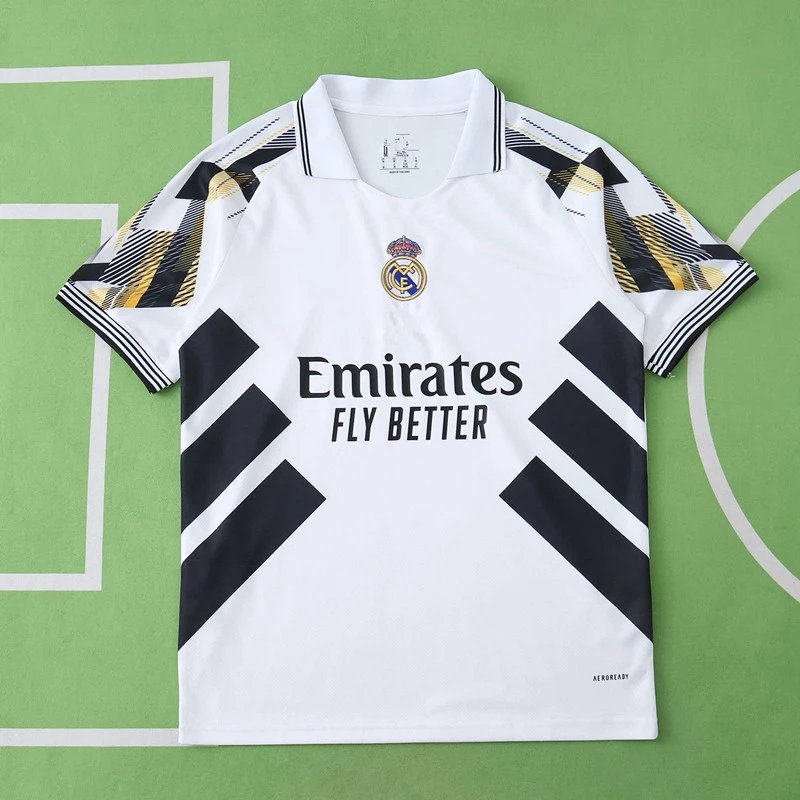 2526 Real Madrid White Black Stripe Training Kit Thai Version (Please note customization info in order remarks, messages will not count)