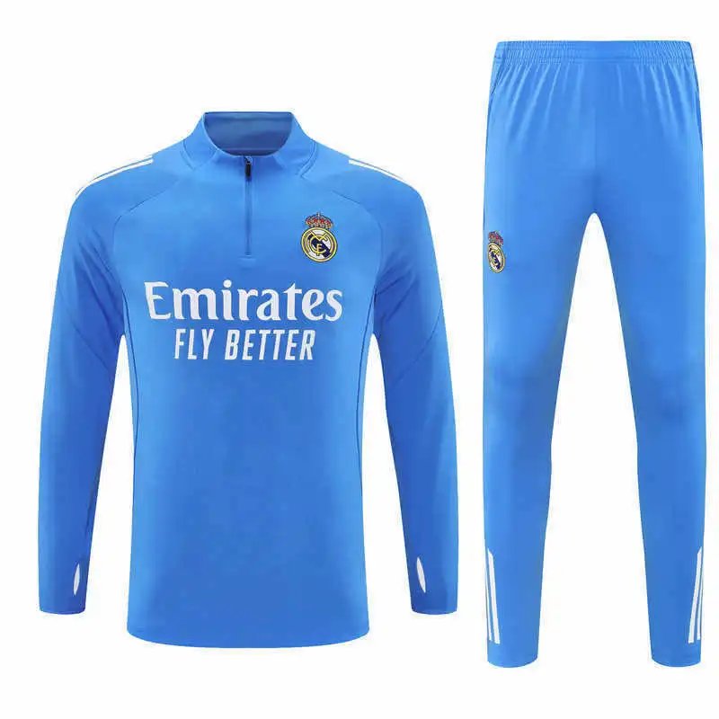 2526 Real Madrid Blue Training Tracksuit Half-Zip Set (Please note customization details when placing order, messages not counted)