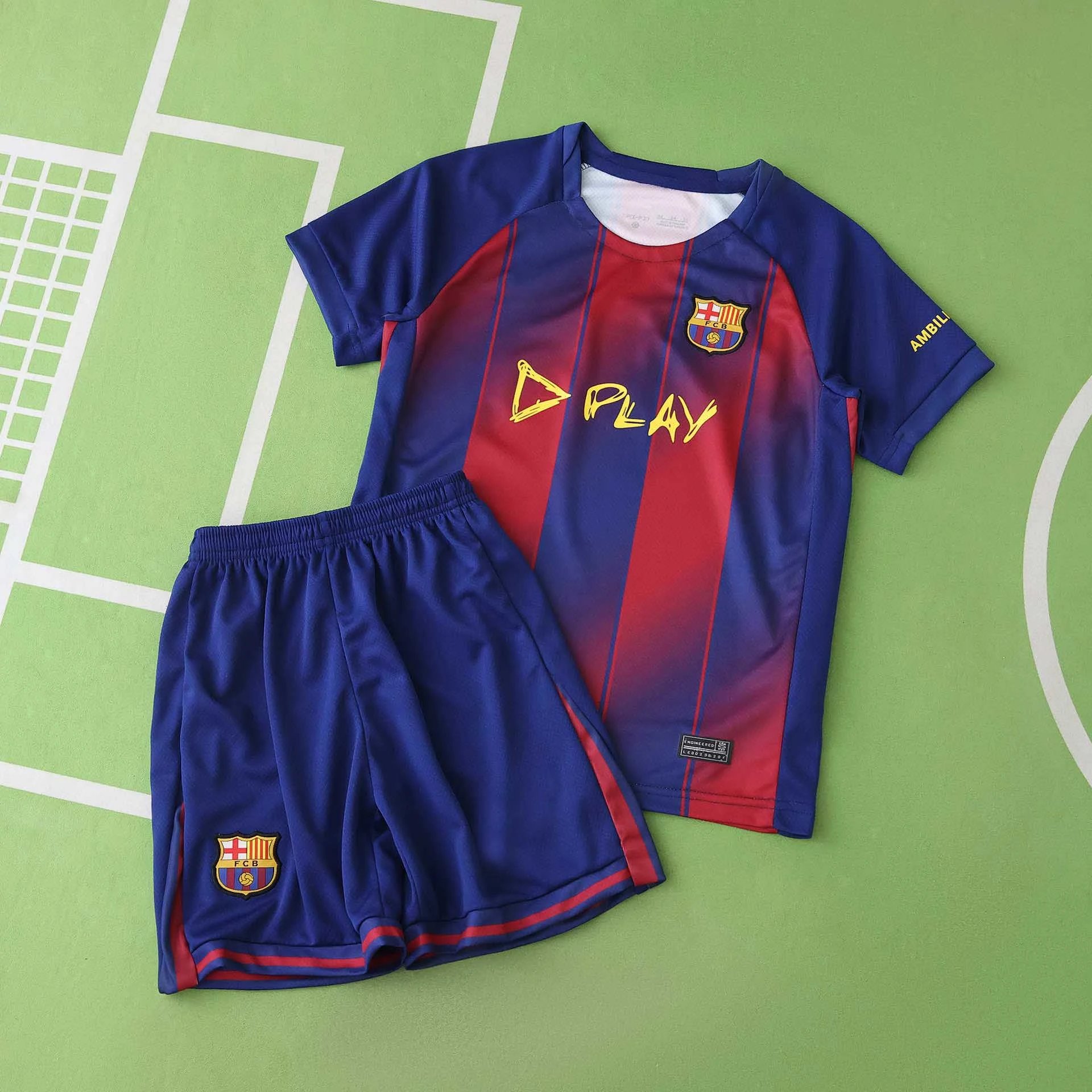 2526 Barcelona Home PLAY Kids Jersey (For custom info, please leave a note when placing your order; messages won't count)