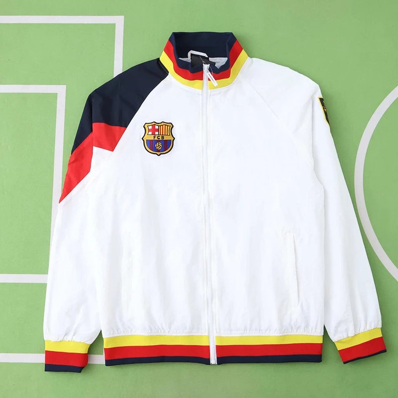 2425 Barcelona White Windbreaker (Customization info must be noted at checkout; messages do not count)