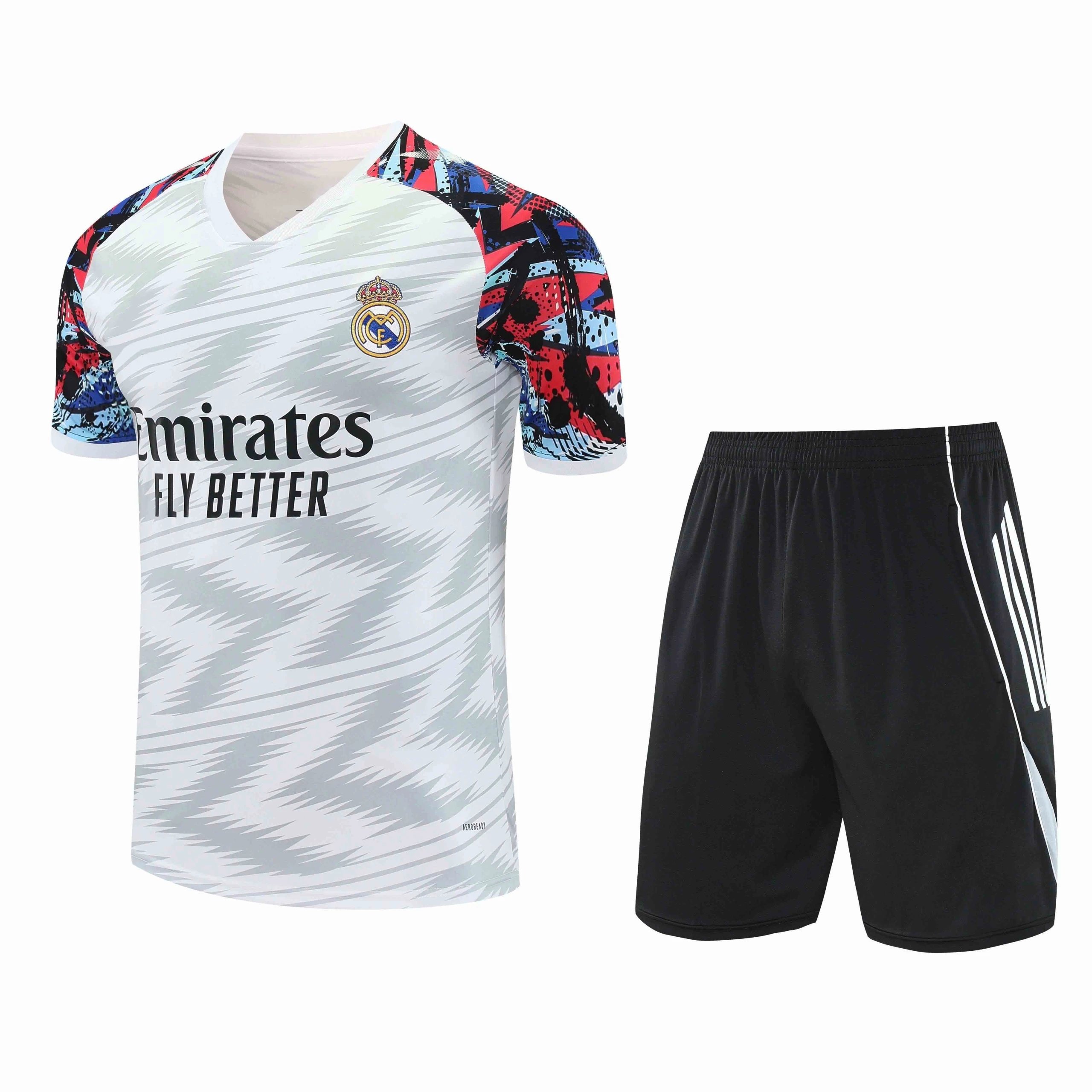 2526 Real Madrid White Graffiti Sleeve Training Kit Short Sleeve (Please note customization info in order remarks, messages are not counted)