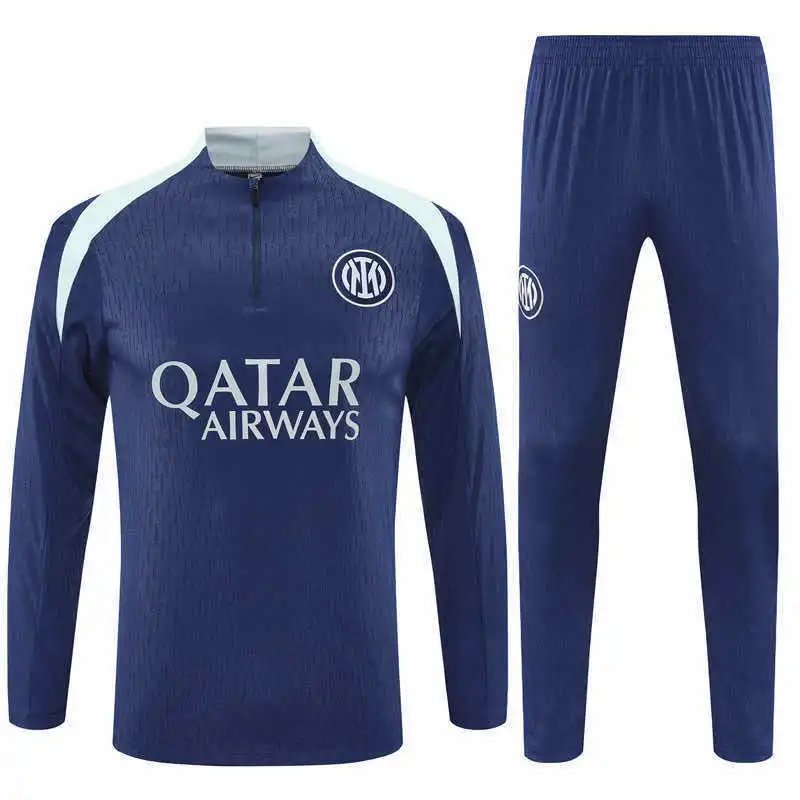 2526 Inter Milan Dark Blue Light Blue Shoulder Training Suit Half-Zip Set (Please note customization info in order remarks; messages do not count)