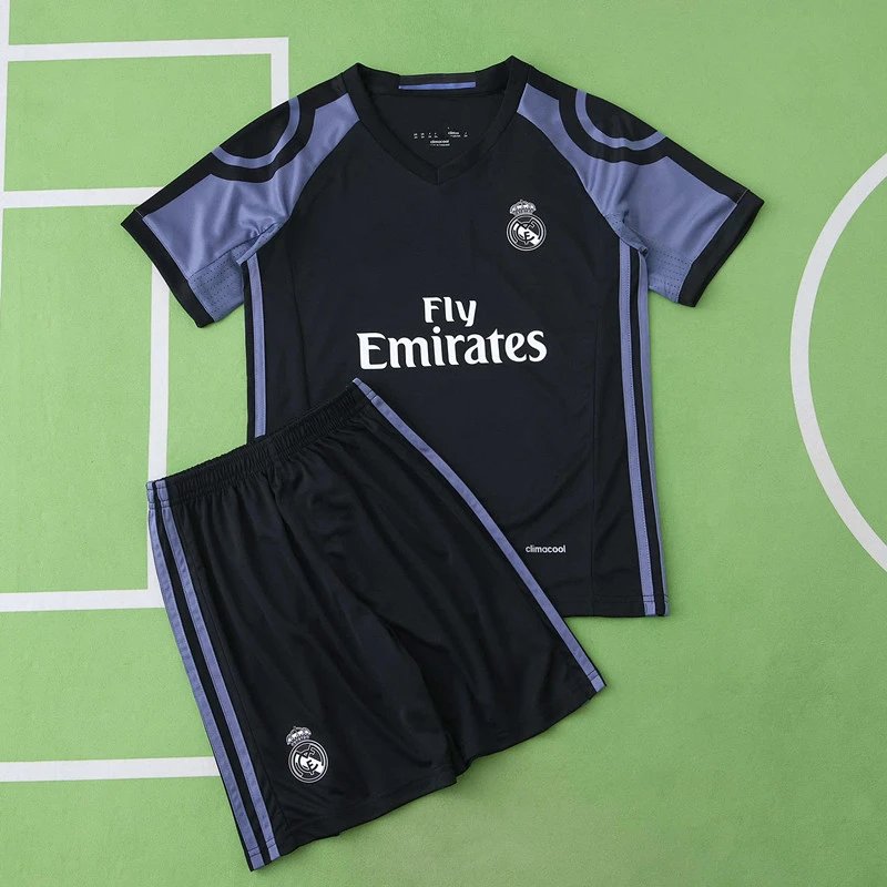 1617 Real Madrid Away Black Kids' Kit (Please note customization info in your order; messages will not be accepted)