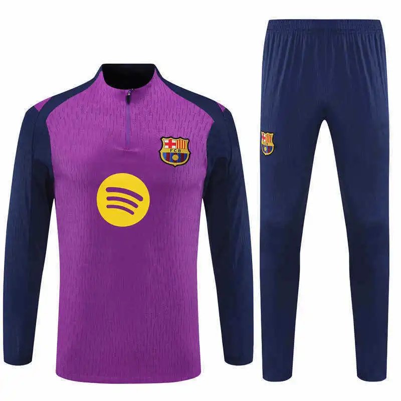 2526 Barcelona Purple Dark Blue Arm Training Suit Half-Zip Set (Please Note Customization Info in Order Remarks, Messaging Doesn't Count)
